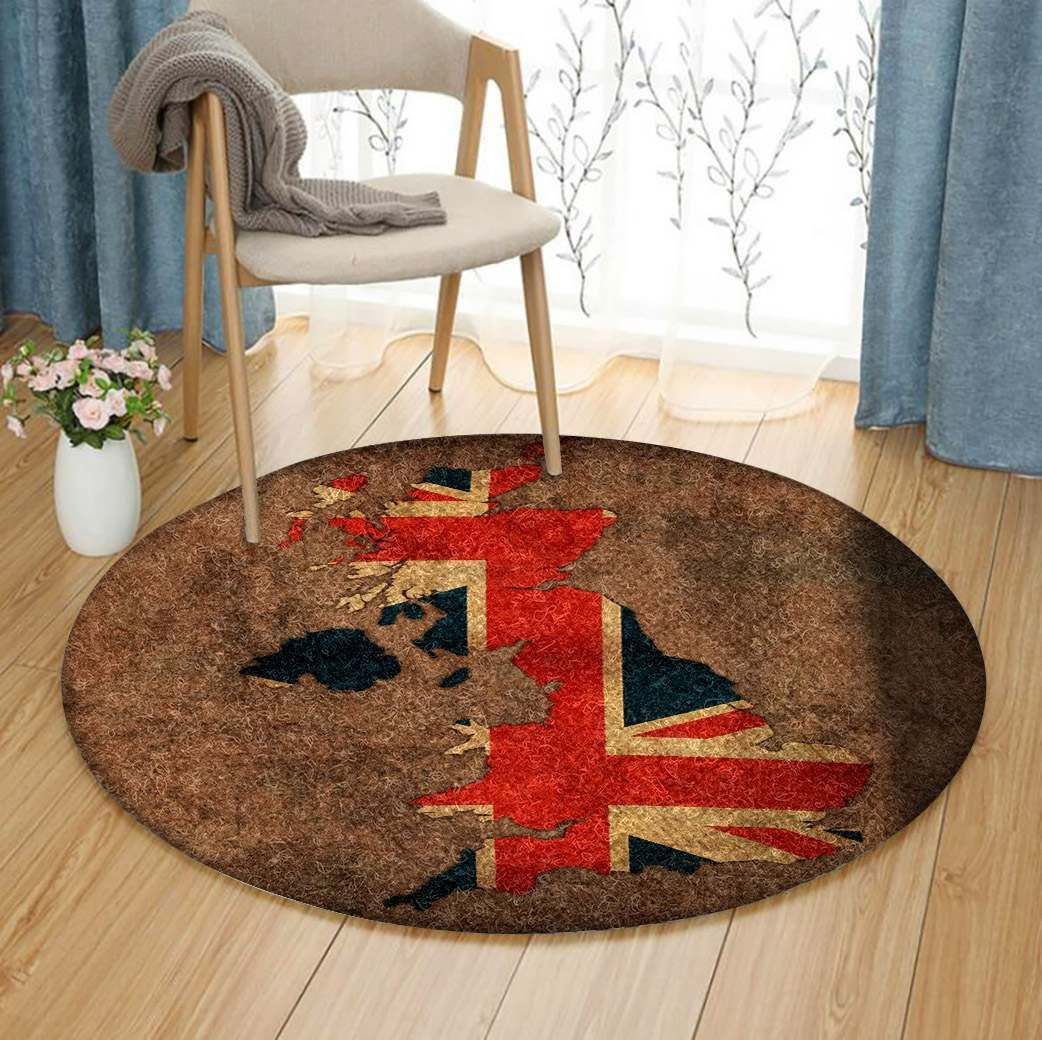 Map United Kingdom Round Rug Carpet Bedroom Livingroom Home Decor