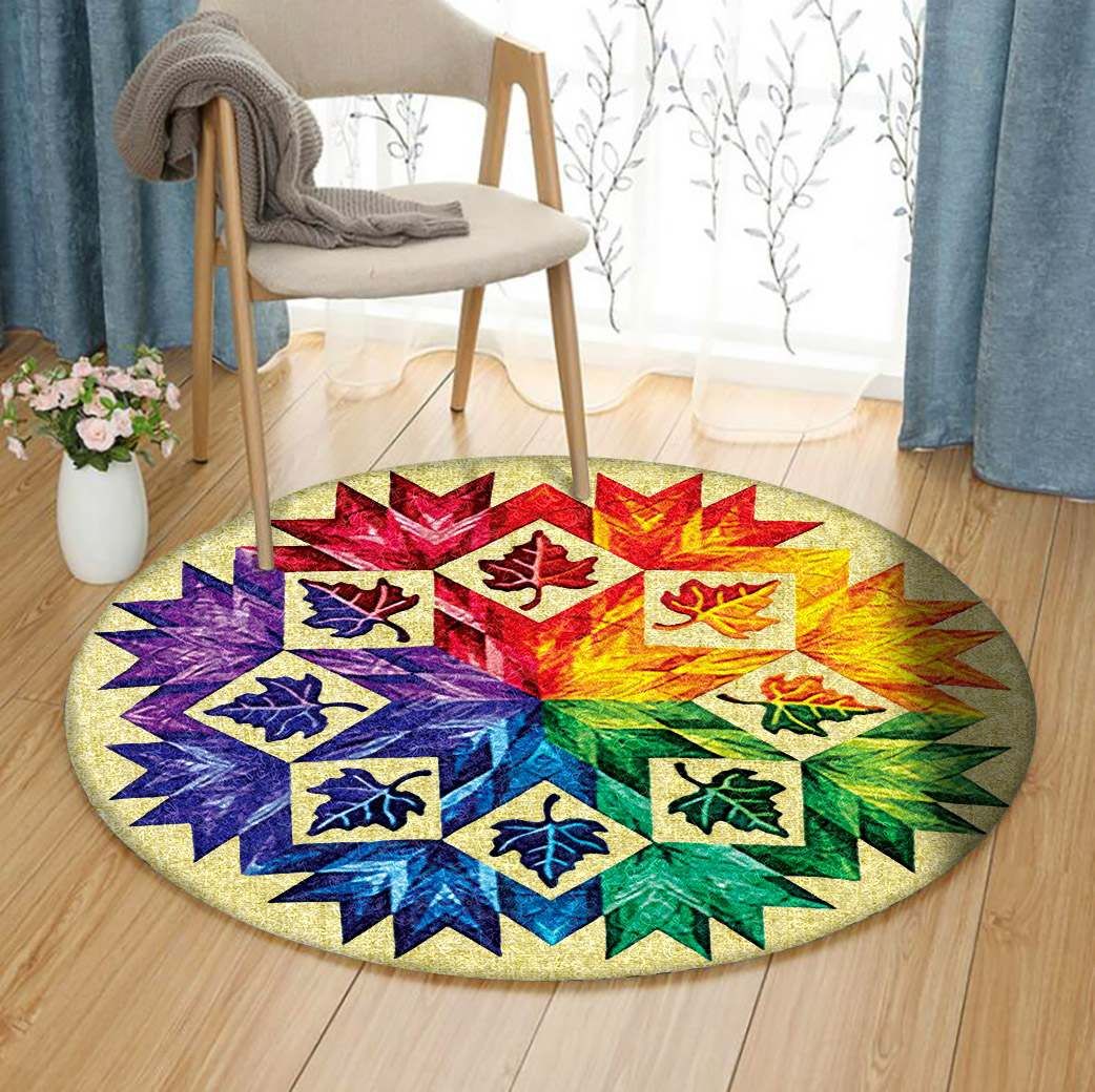Maple Leaves Color Round Rug Carpet Bedroom Livingroom Home Decor