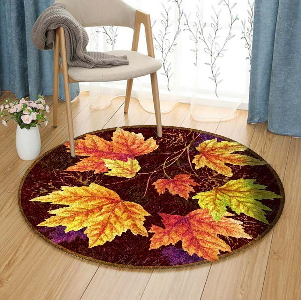 Maple Leaves Round Rug Carpet Bedroom Livingroom Home Decor