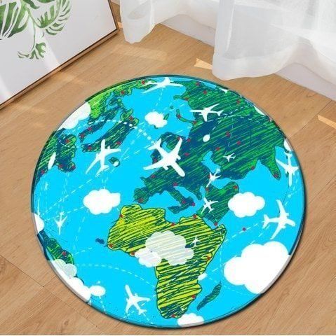 Maps Round Rug Carpet Bedroom Livingroom Home Decor