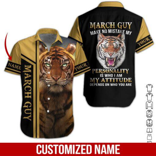 March Guy Tiger Personalized Hawaiian Shirt