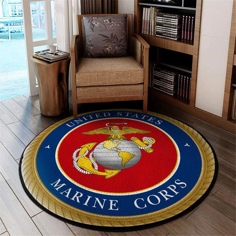 Marine Corps Living Room Round Rug Carpet Bedroom Livingroom Home Decor