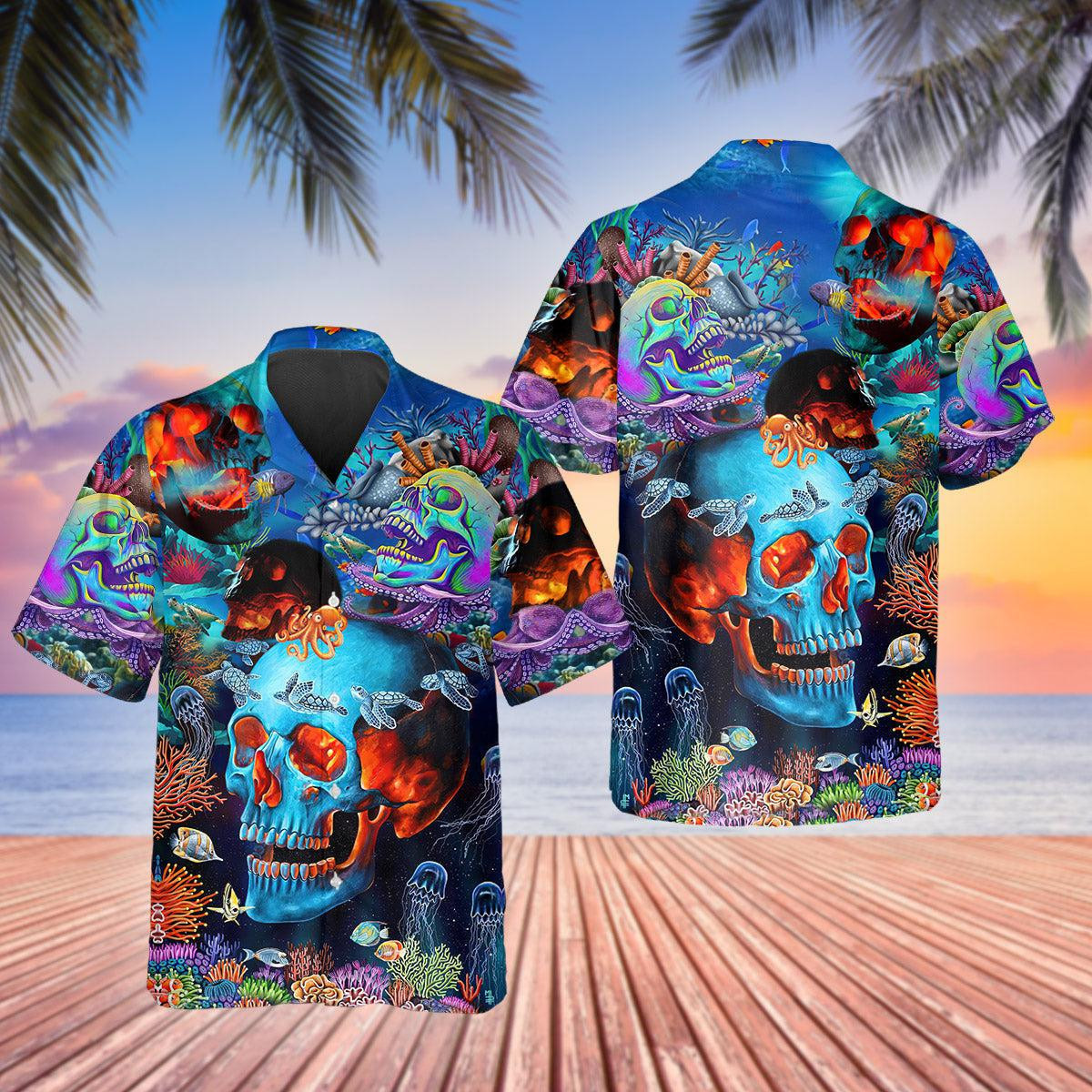 Marine Vibe Skull Art Hawaiian Shirt