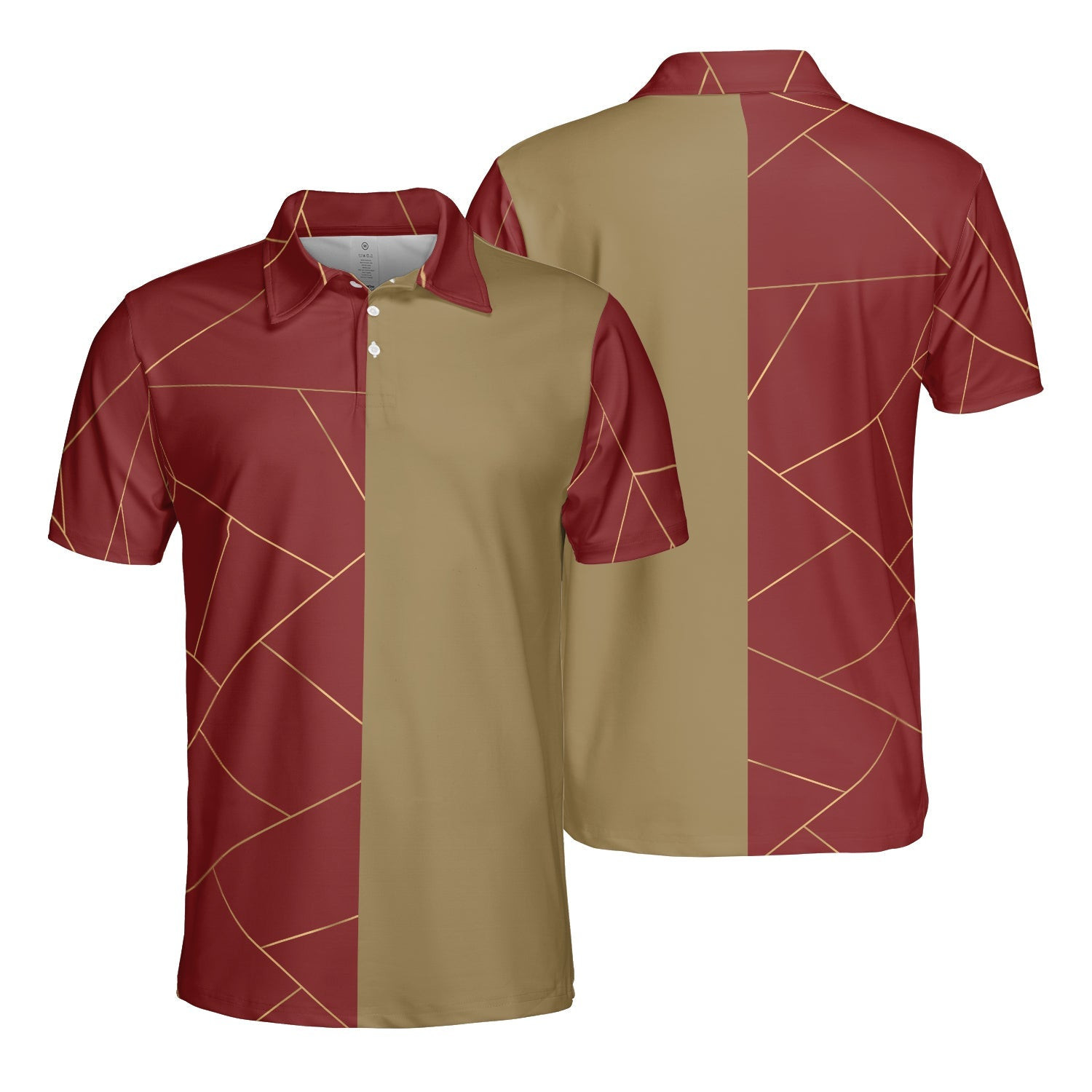 Maroon Color And Golden Lines Polo Shirt