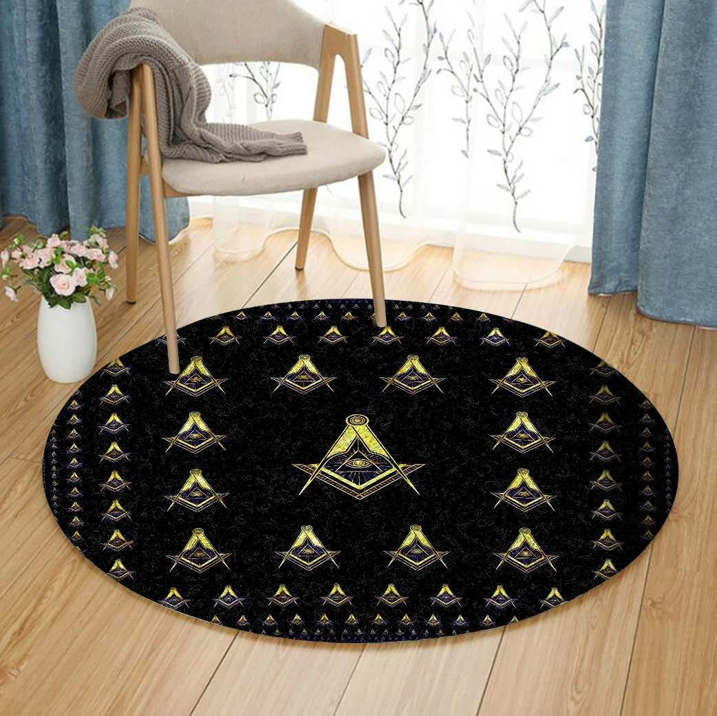 Masonic Freemason Round Rug Carpet Bedroom Livingroom Home Decor