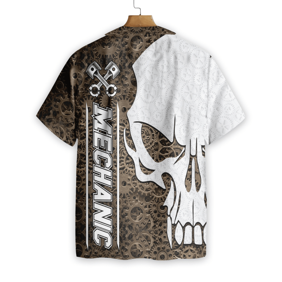 Mechanic Camo Pattern Skull Hawaiian Shirt