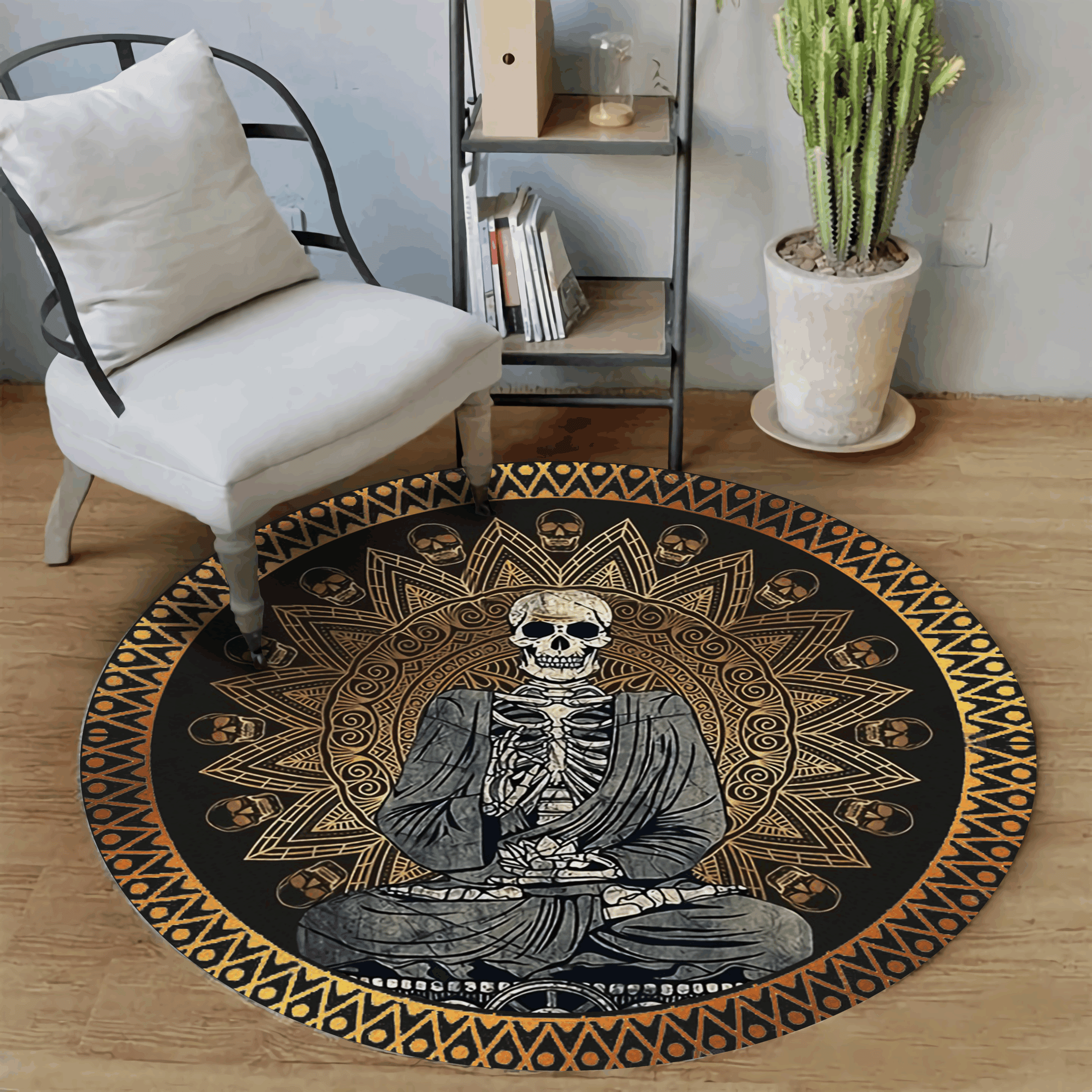 Meditation Skull Event Round Rug Carpet Bedroom Livingroom Home Decor