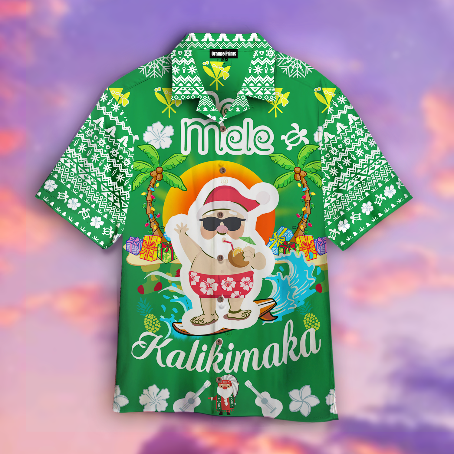 Mele Kalikimaka Santa Claus Pattern Hawaiian Shirt