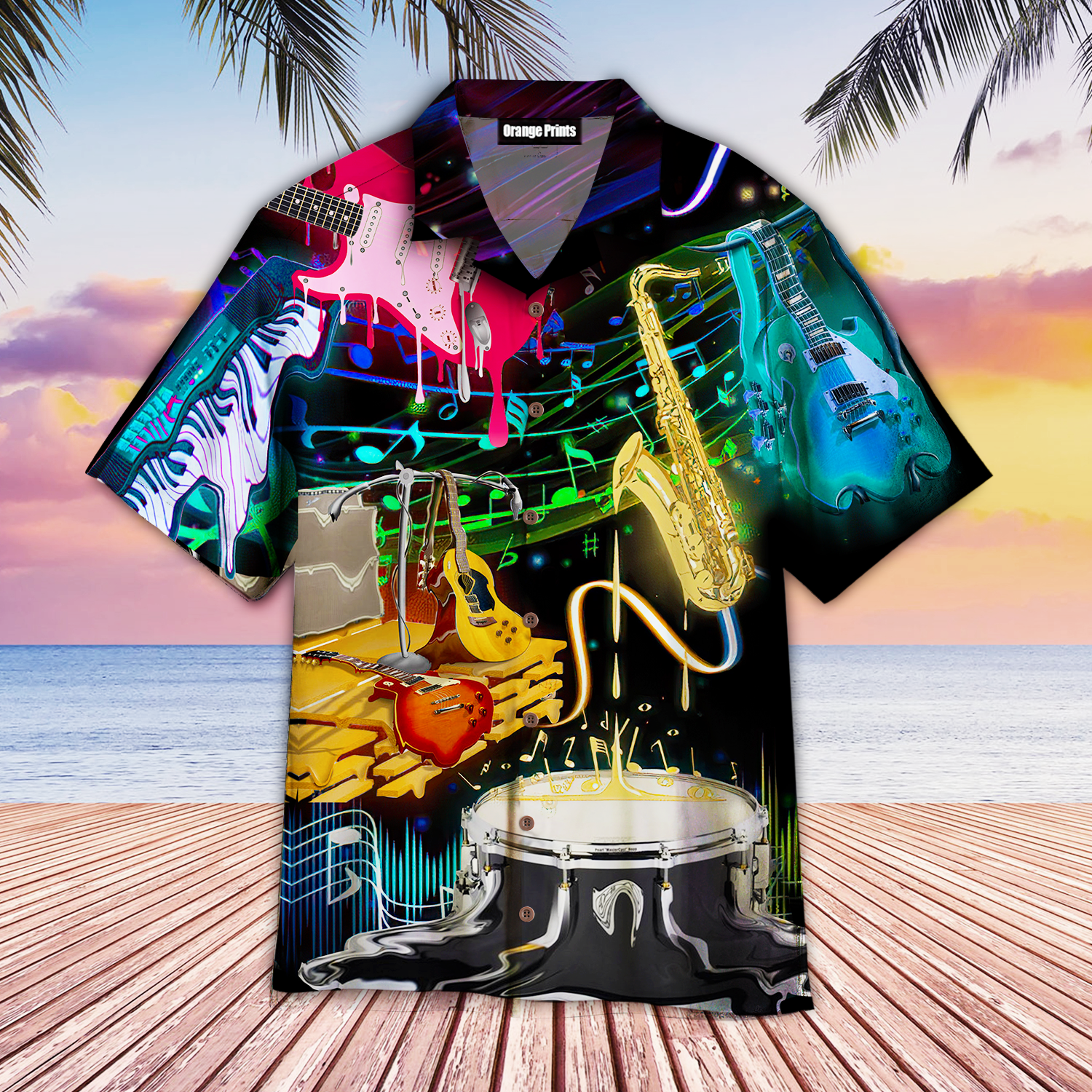 Melting Musical Instruments Hawaiian Shirt