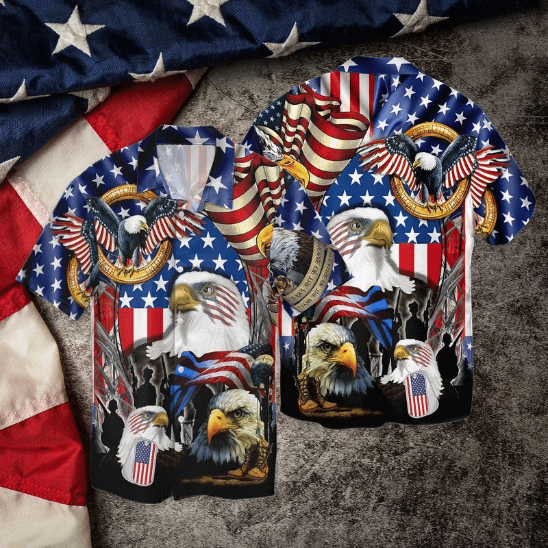 Memorial Day Veteran And Eagle For Men And Women Graphic Print Short Sleeve Hawaiian Shirt