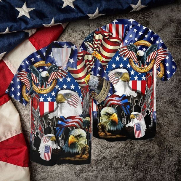Memorial Day Veteran And Eagle Hawaiian Shirt
