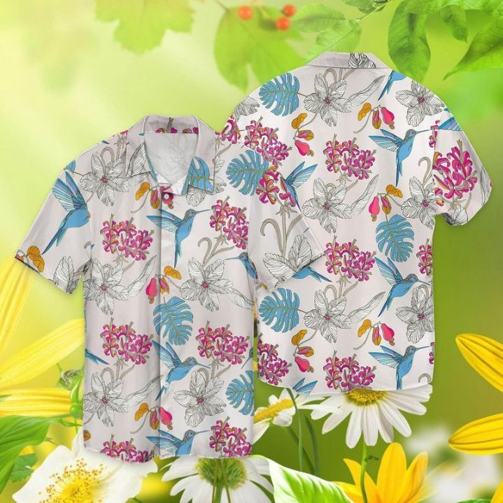 Memorial Day Wildflowers Hummingbird Hawaiian Shirt