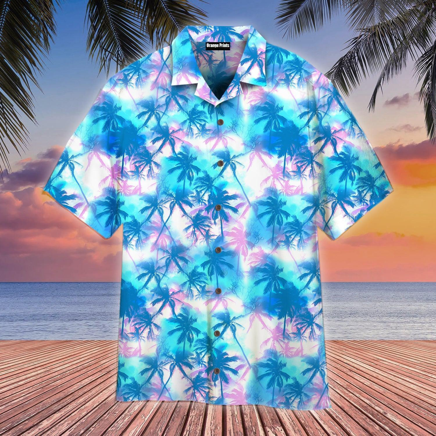 Mens Neon Tropical Hawaiian Shirt