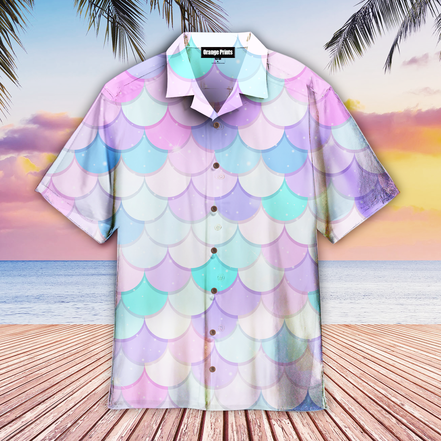 Mermaid Pattern Hawaiian Shirt