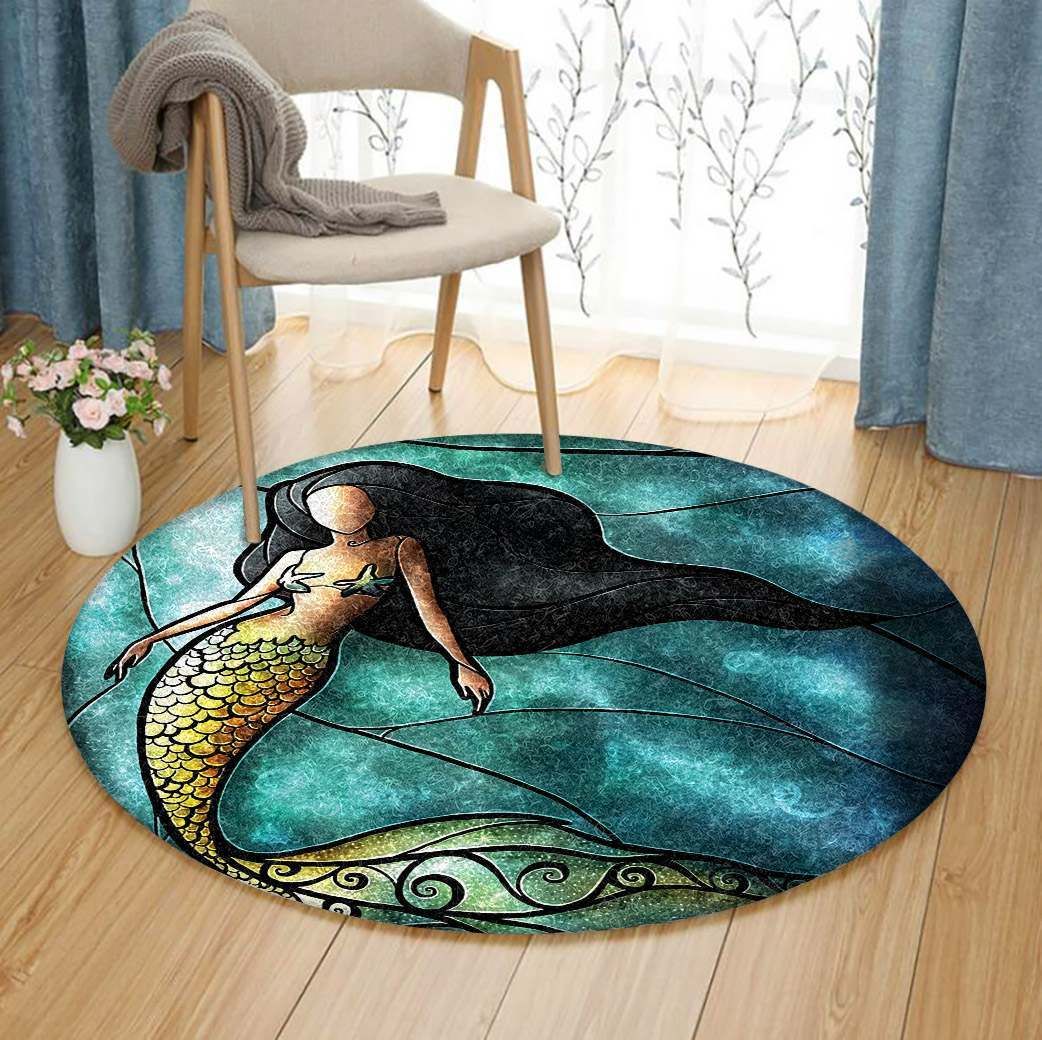 Mermaid Round Rug Carpet Bedroom Livingroom Home Decor