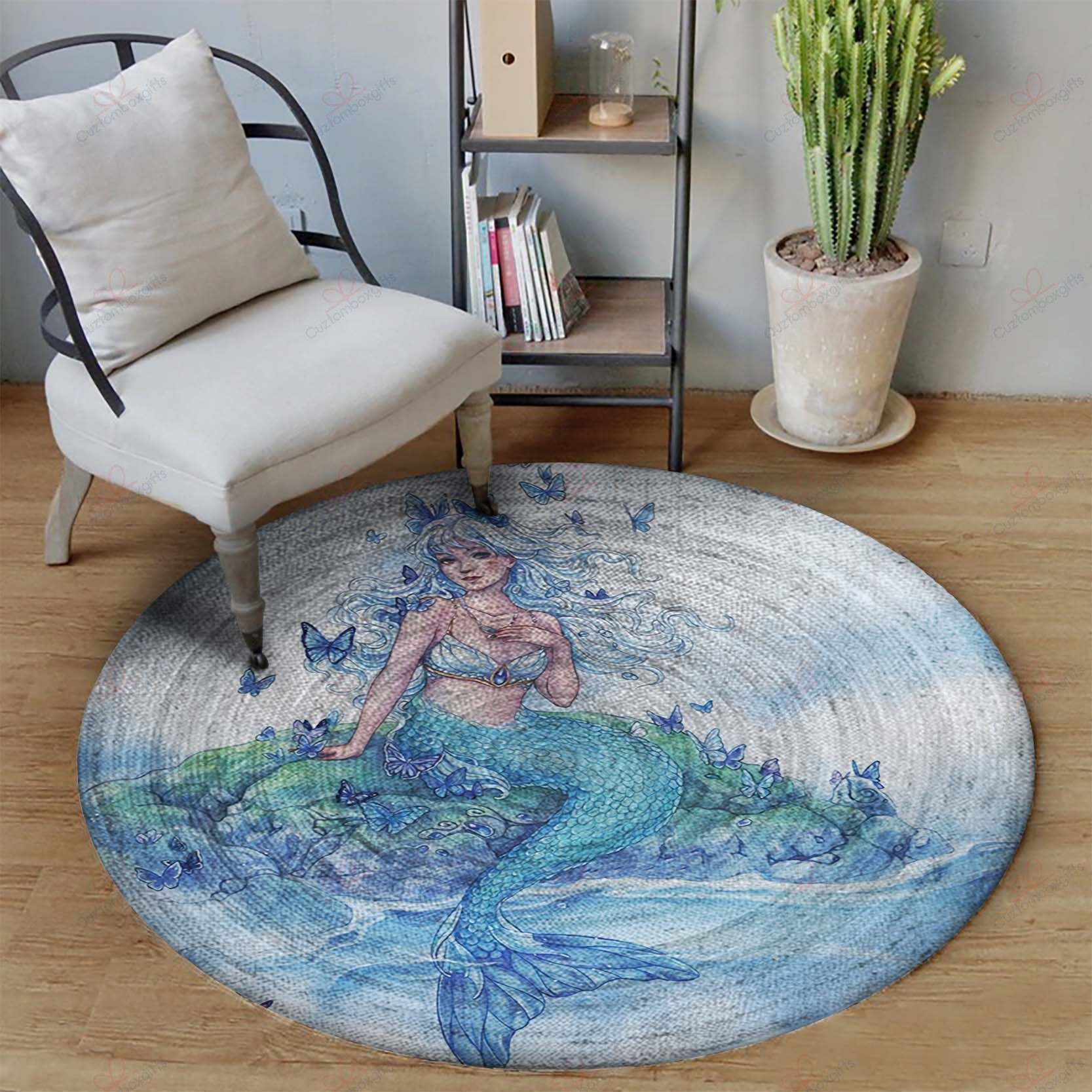 Mermaid Round Rug Carpet Bedroom Livingroom Home Decor