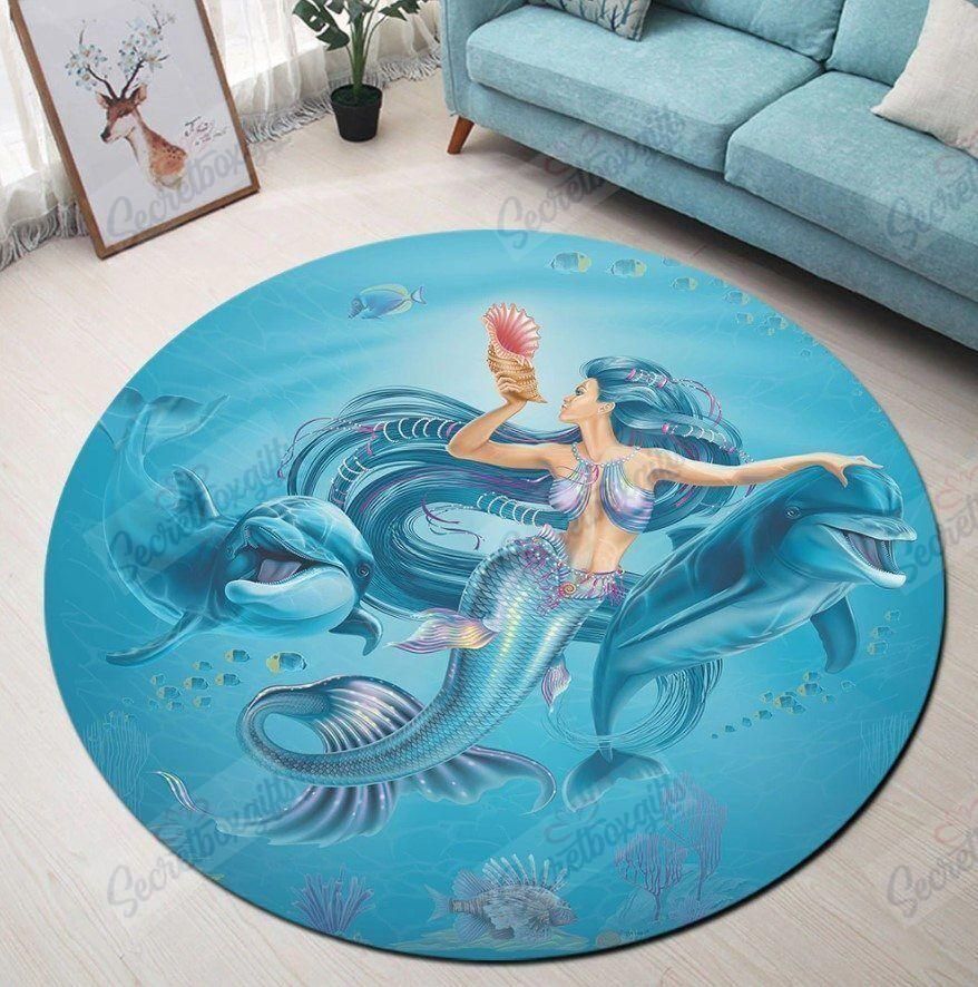 Mermaid Round Rug Carpet Bedroom Livingroom Home Decor