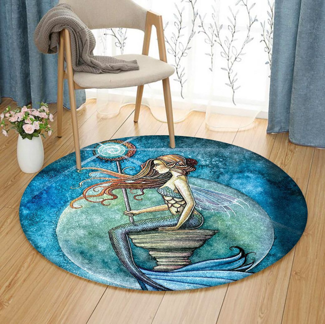 Mermaid Round Rug Carpet Bedroom Livingroom Home Decor