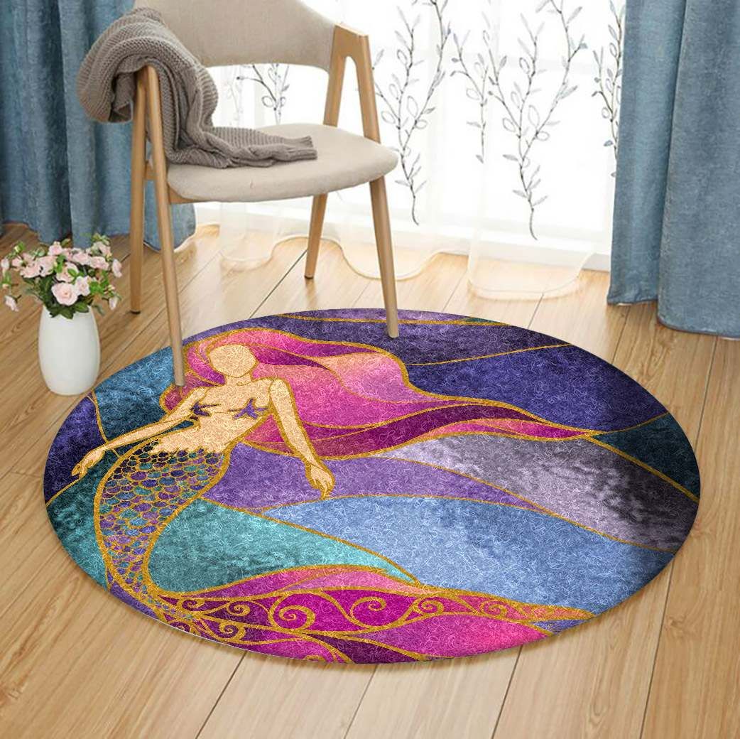Mermaid Round Rug Carpet Bedroom Livingroom Home Decor