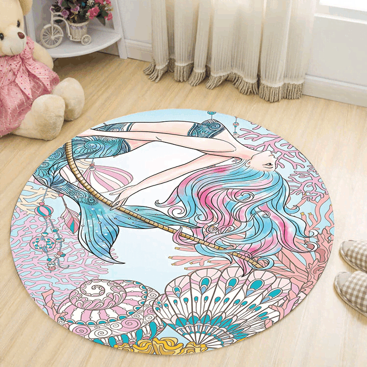 Mermaid Round Rug Carpet Bedroom Livingroom Home Decor