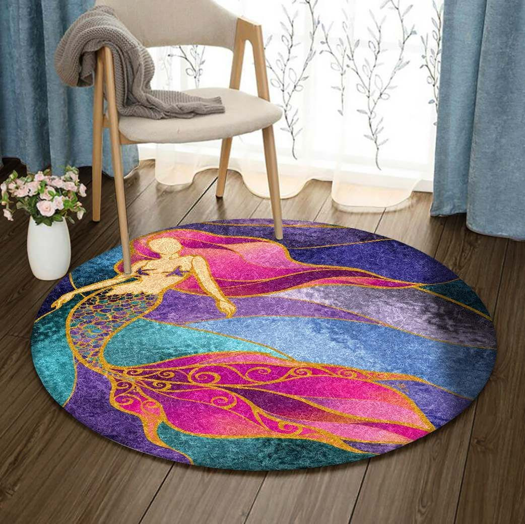 Mermaid Round Rug Carpet Bedroom Livingroom Home Decor