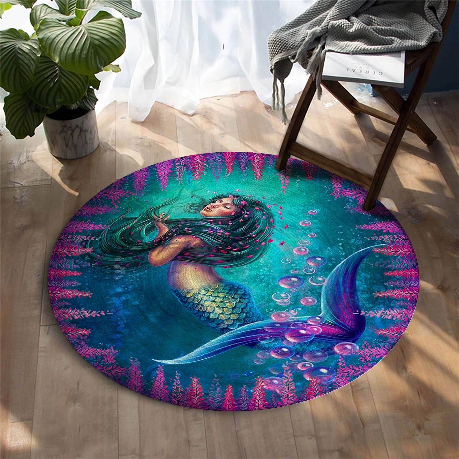 Mermaid Round Rug Carpet Bedroom Livingroom Home Decor
