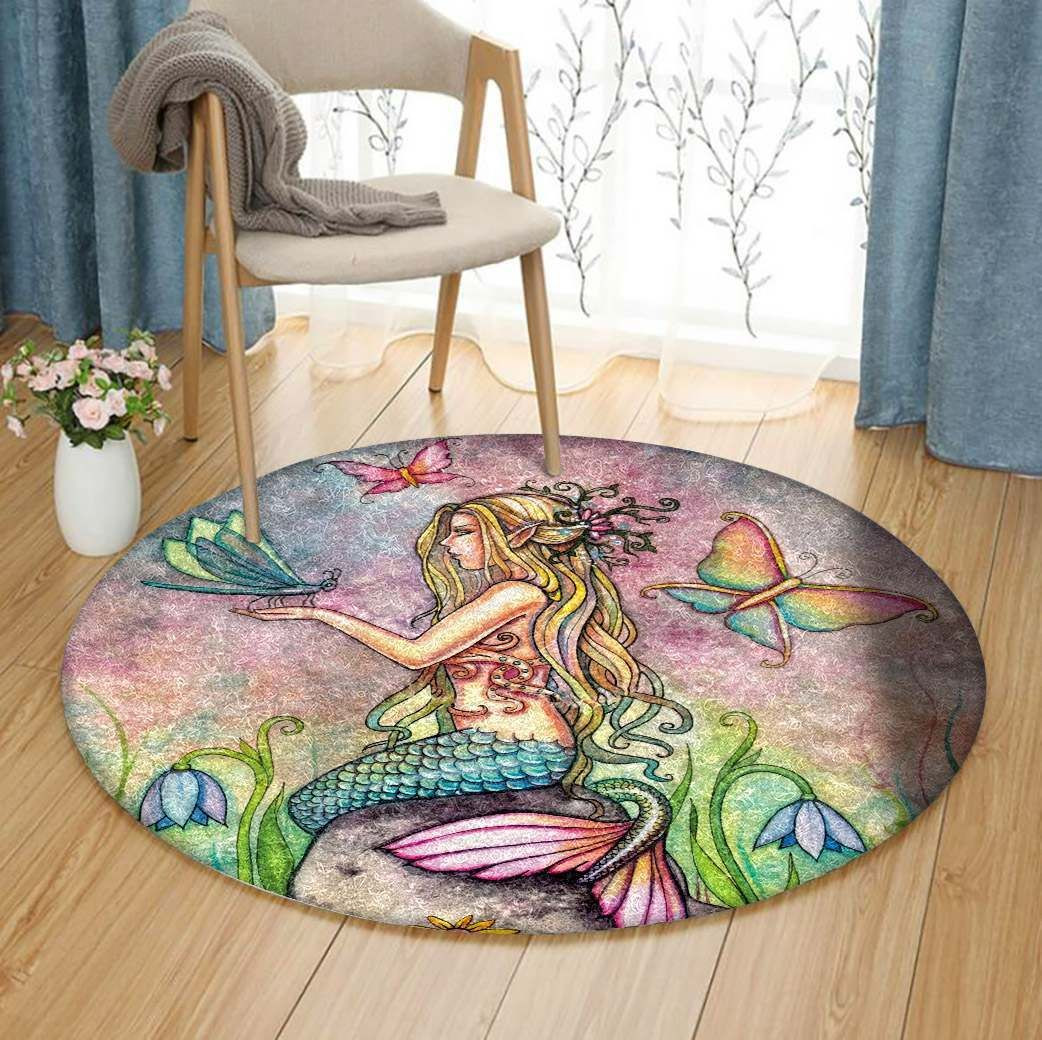 Mermaid Round Rug Carpet Bedroom Livingroom Home Decor