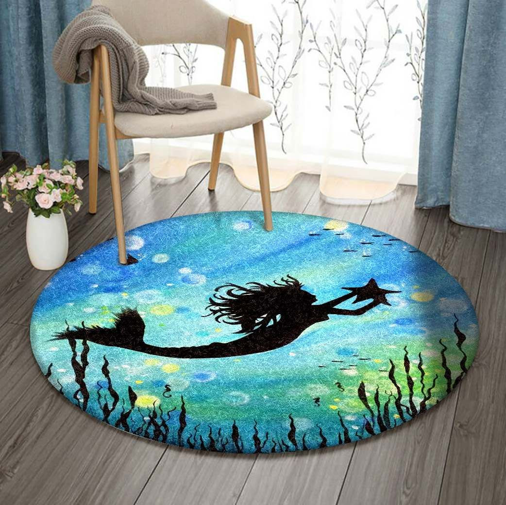 Mermaid Round Rug Carpet Bedroom Livingroom Home Decor