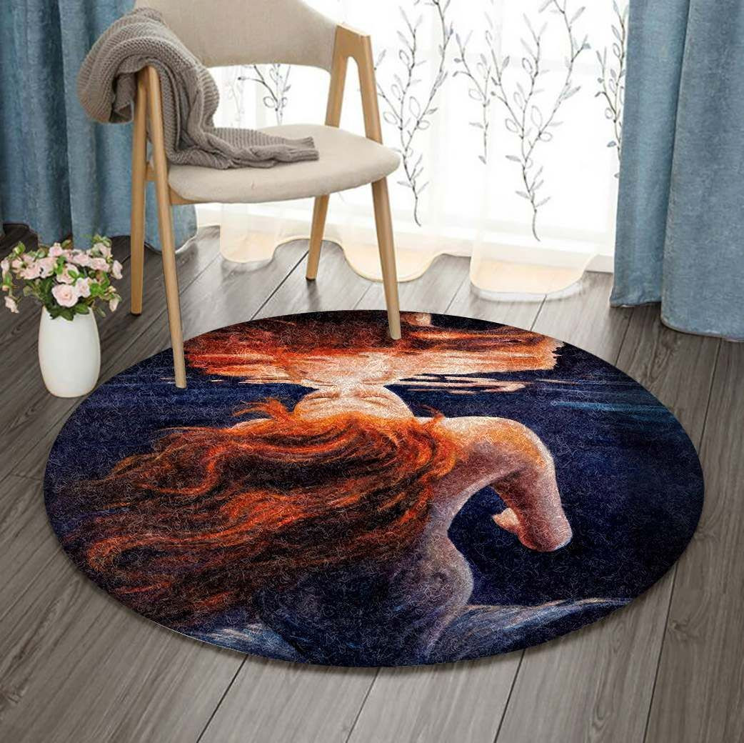 Mermaid Round Rug Carpet Bedroom Livingroom Home Decor
