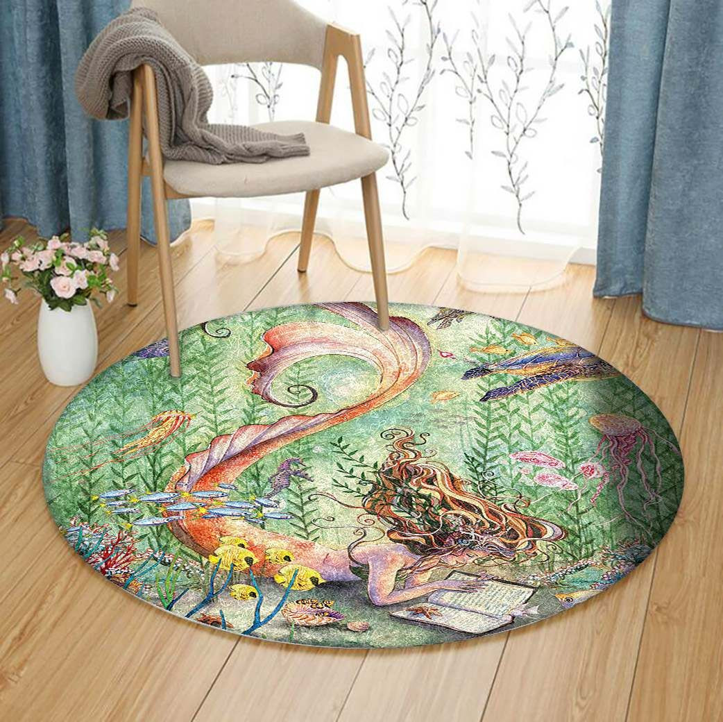 Mermaid Round Rug Carpet Bedroom Livingroom Home Decor