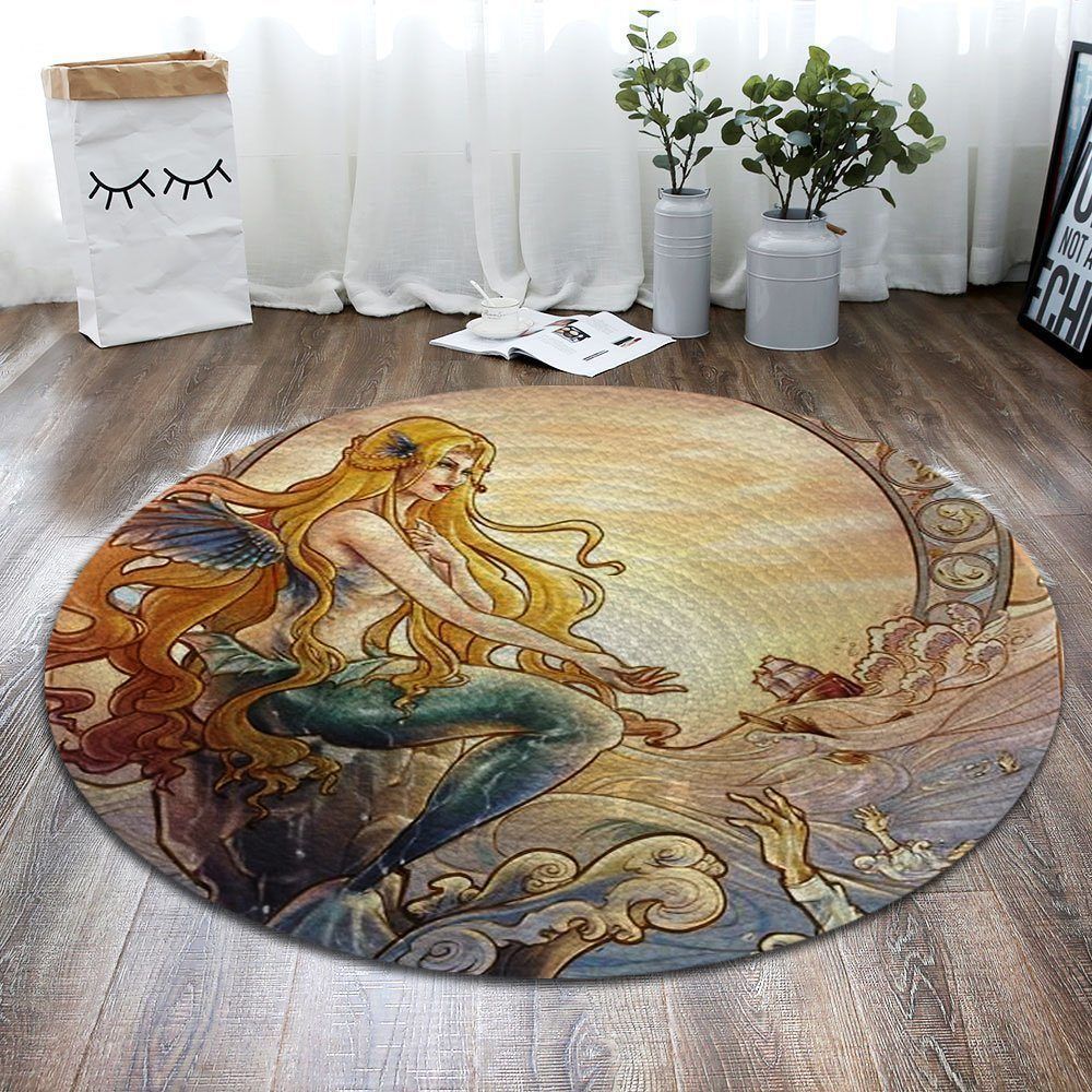 Mermaid Round Rug Carpet Bedroom Livingroom Home Decor