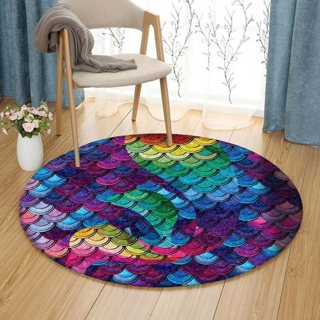 Mermaid Round Rug Carpet Bedroom Livingroom Home Decor