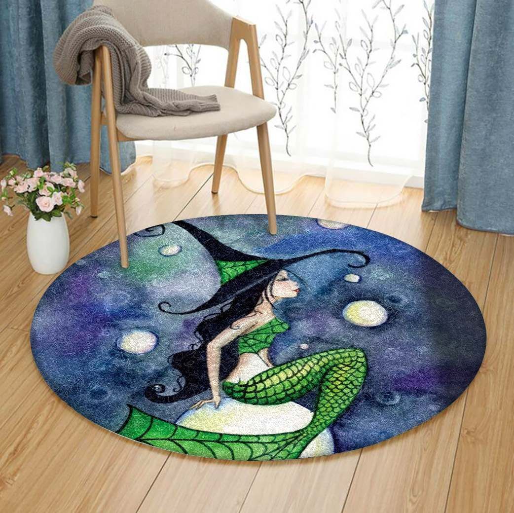 Mermaid Witch Round Rug Carpet Bedroom Livingroom Home Decor