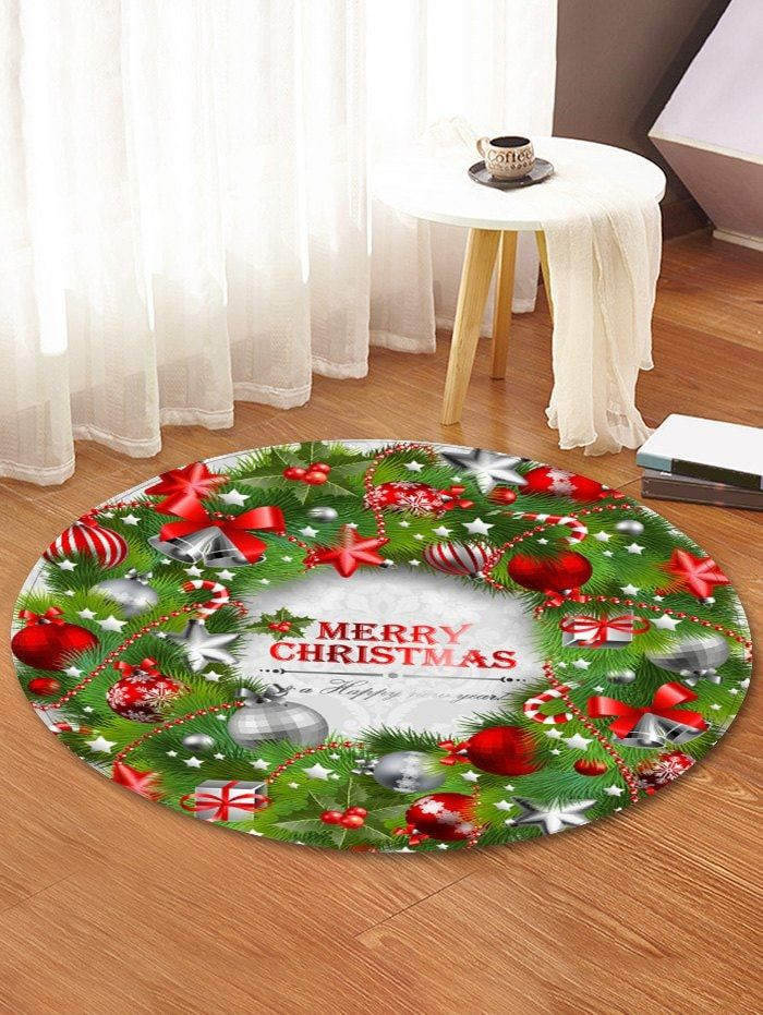 Merry Christmas And New Year Round Rug Carpet Bedroom Livingroom Home Decor