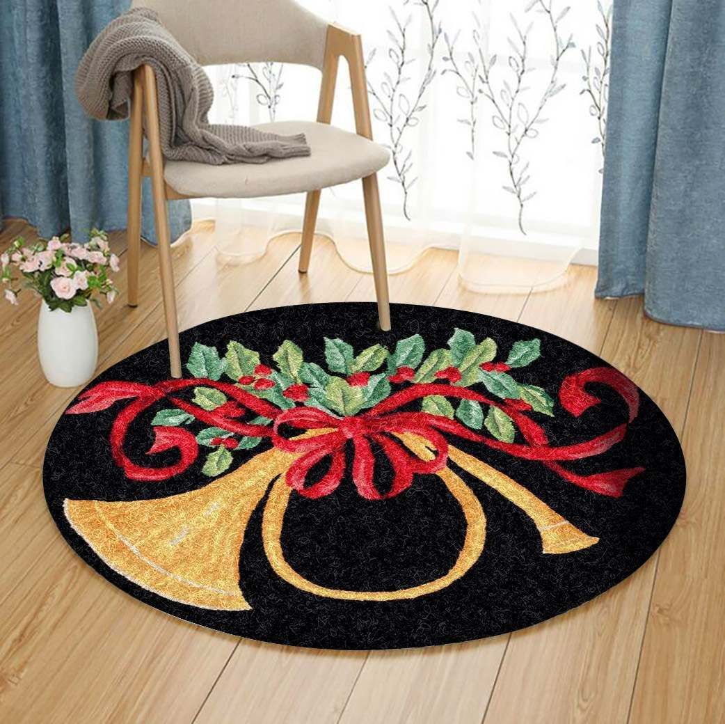 Merry Christmas Round Rug Carpet Bedroom Livingroom Home Decor