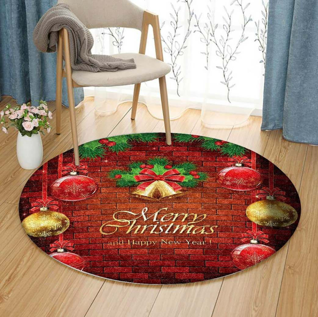 Merry Christmas Round Rug Carpet Bedroom Livingroom Home Decor