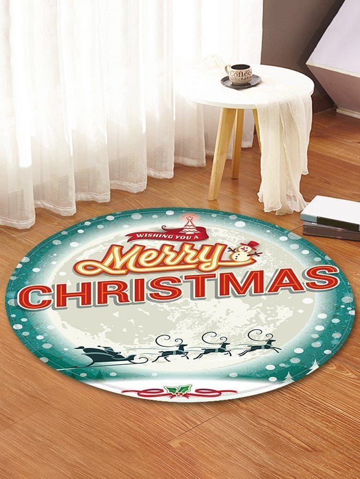 Merry Christmas Round Rug Carpet Bedroom Livingroom Home Decor