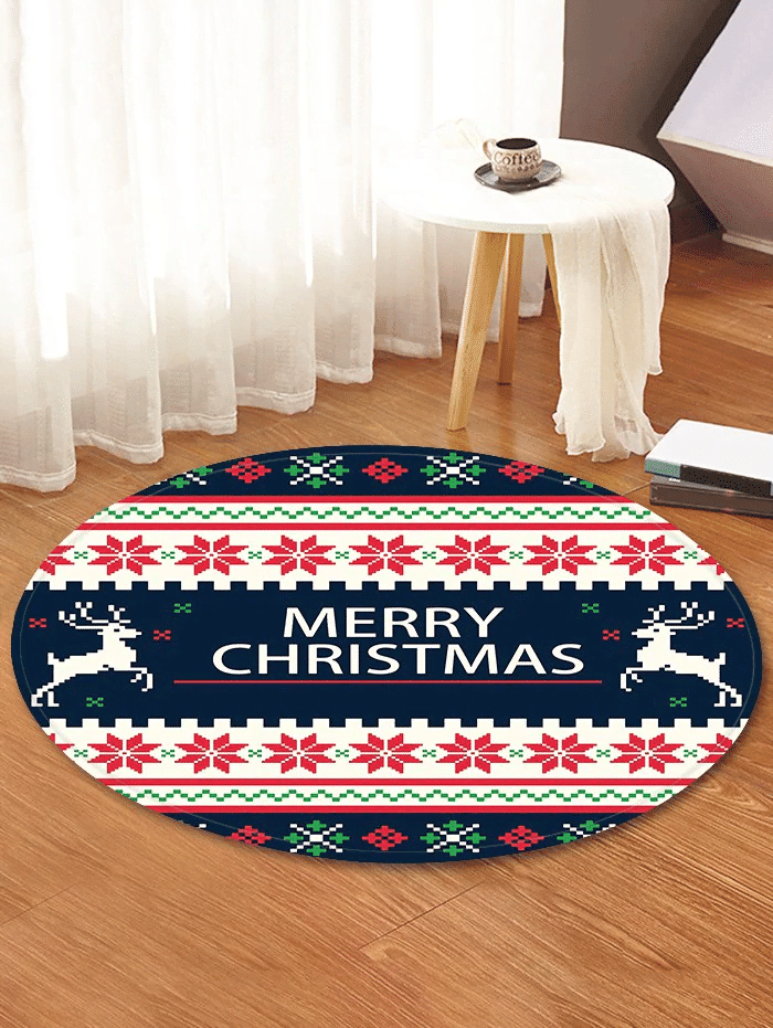 Merry Christmas Round Rug Carpet Bedroom Livingroom Home Decor