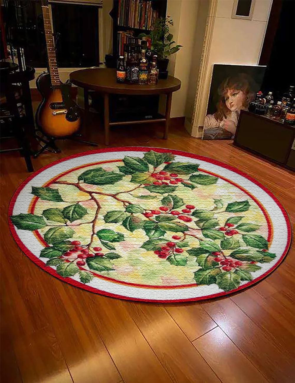 Merry Christmas Round Rug Carpet Bedroom Livingroom Home Decor