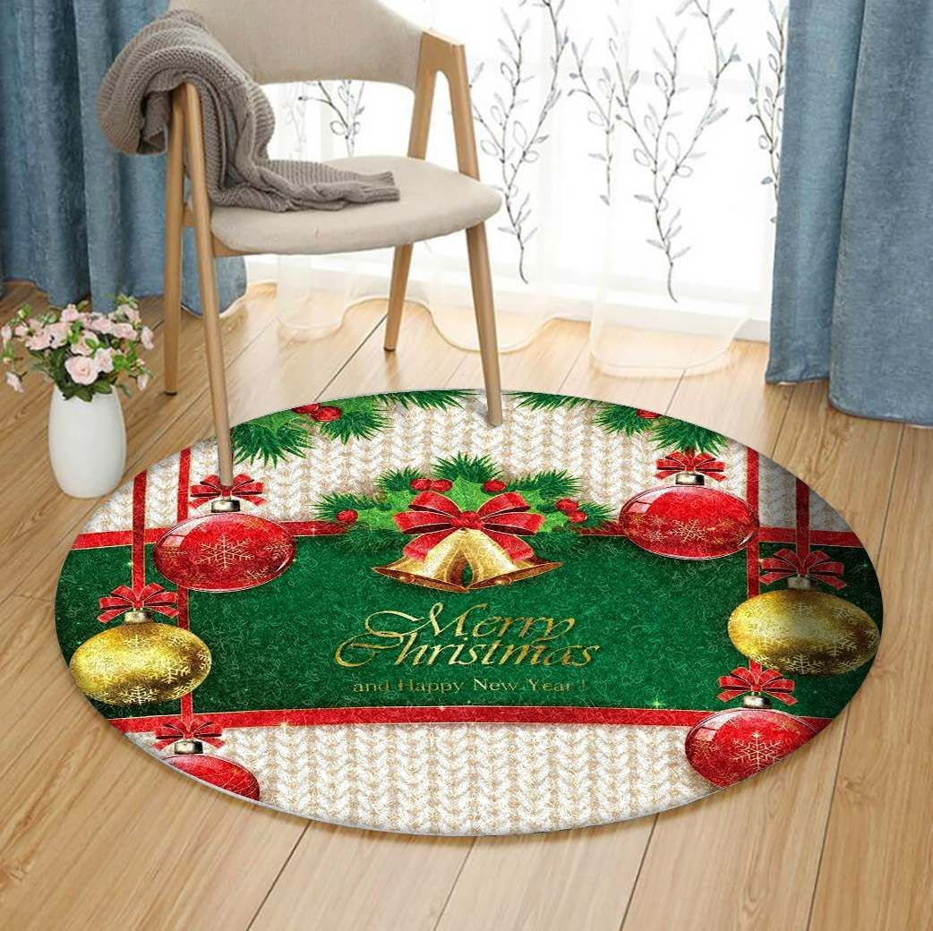Merry Christmas Round Rug Carpet Bedroom Livingroom Home Decor