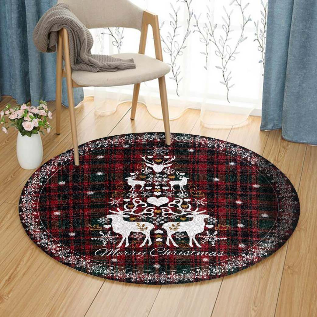 Merry Christmas Round Rug Carpet Bedroom Livingroom Home Decor