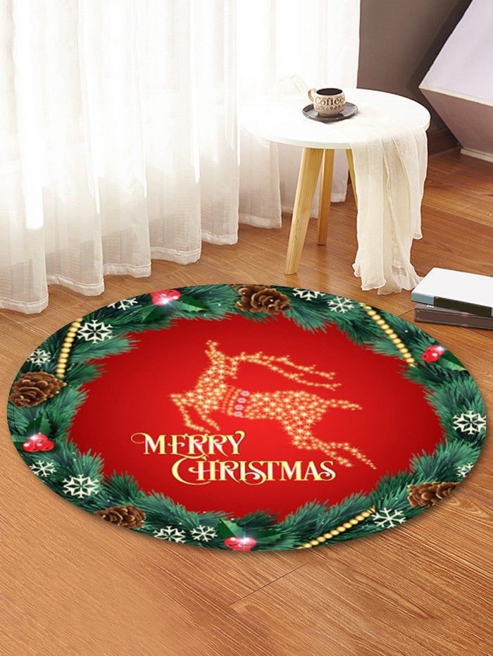 Merry Christmas Round Rug Carpet Bedroom Livingroom Home Decor