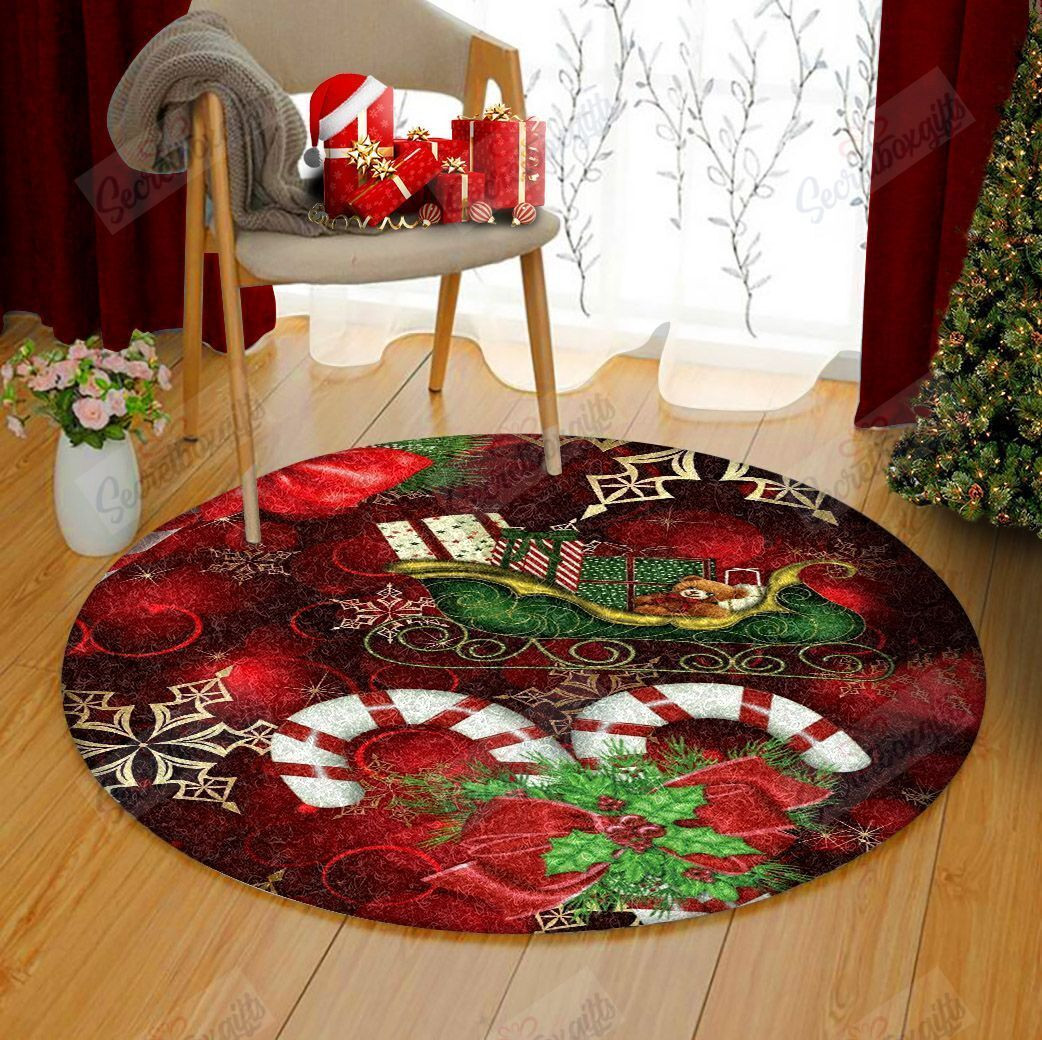 Merry Christmas Round Rug Carpet Bedroom Livingroom Home Decor
