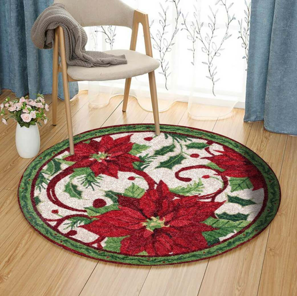 Merry Christmas Round Rug Carpet Bedroom Livingroom Home Decor