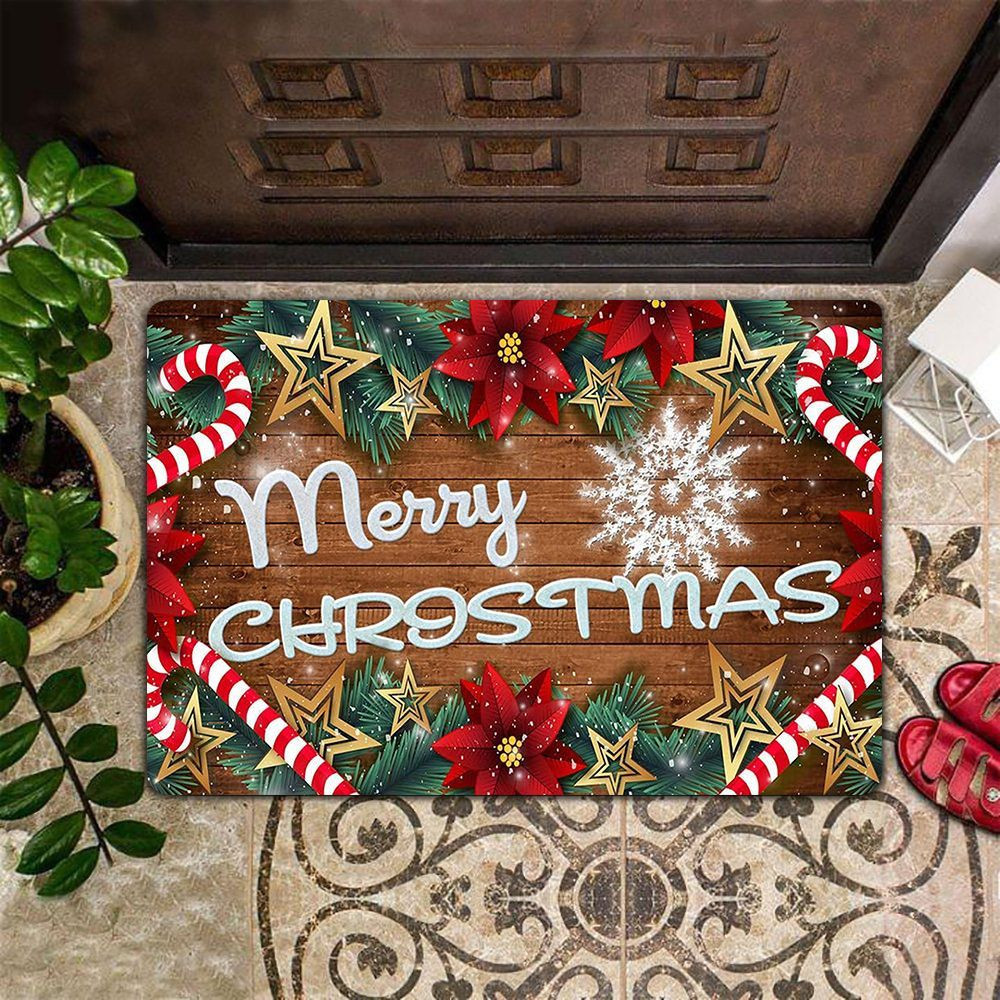 Merry Christmas Rubber Doormat Holiday Christmas Welcome Mat Indoor Xmas Home Decor