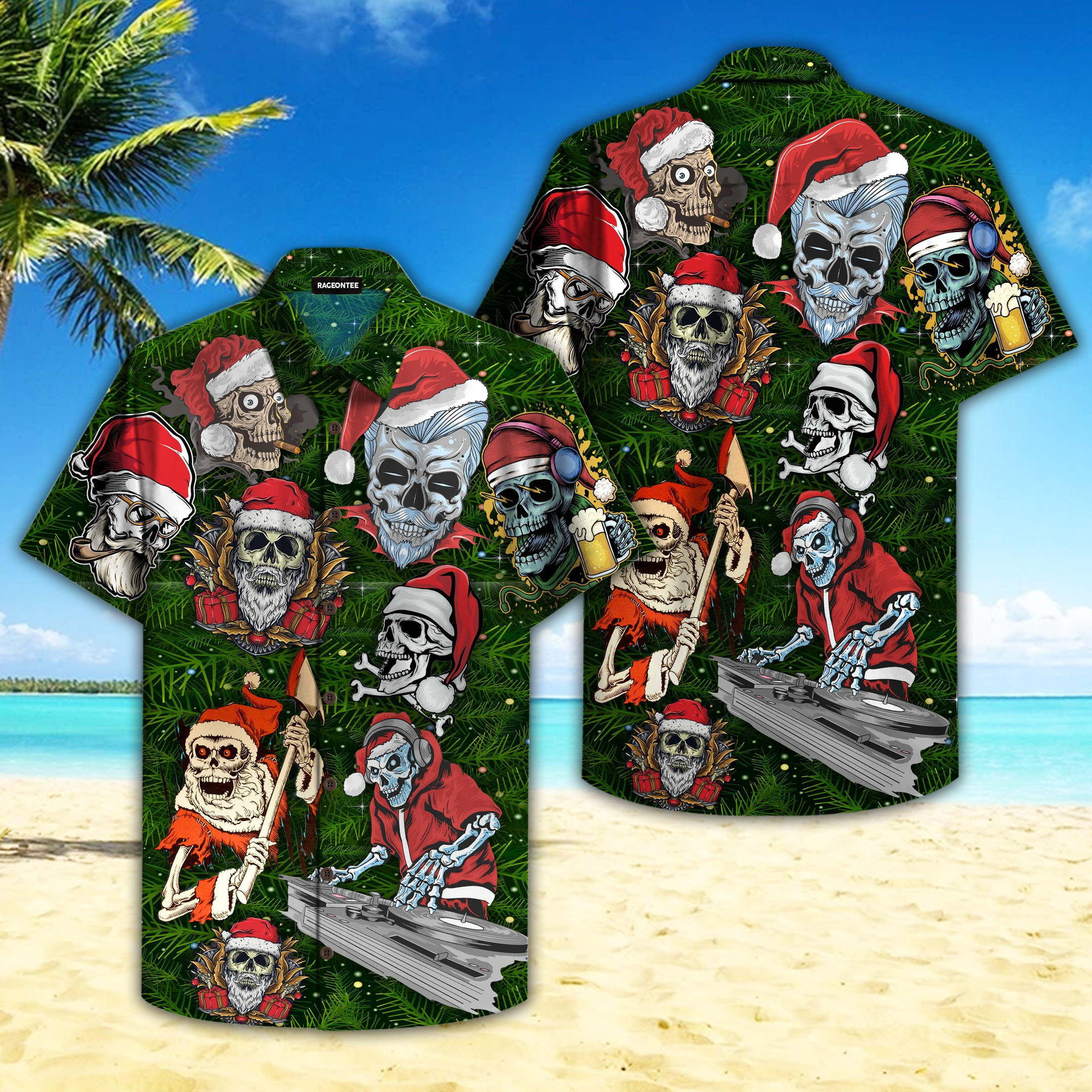 Merry Christmas Skull Santa Hawaiian Shirt