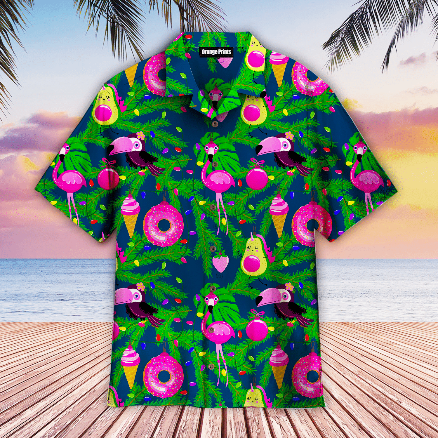 Merry Flamingo On Christmas Day Hawaiian Shirt