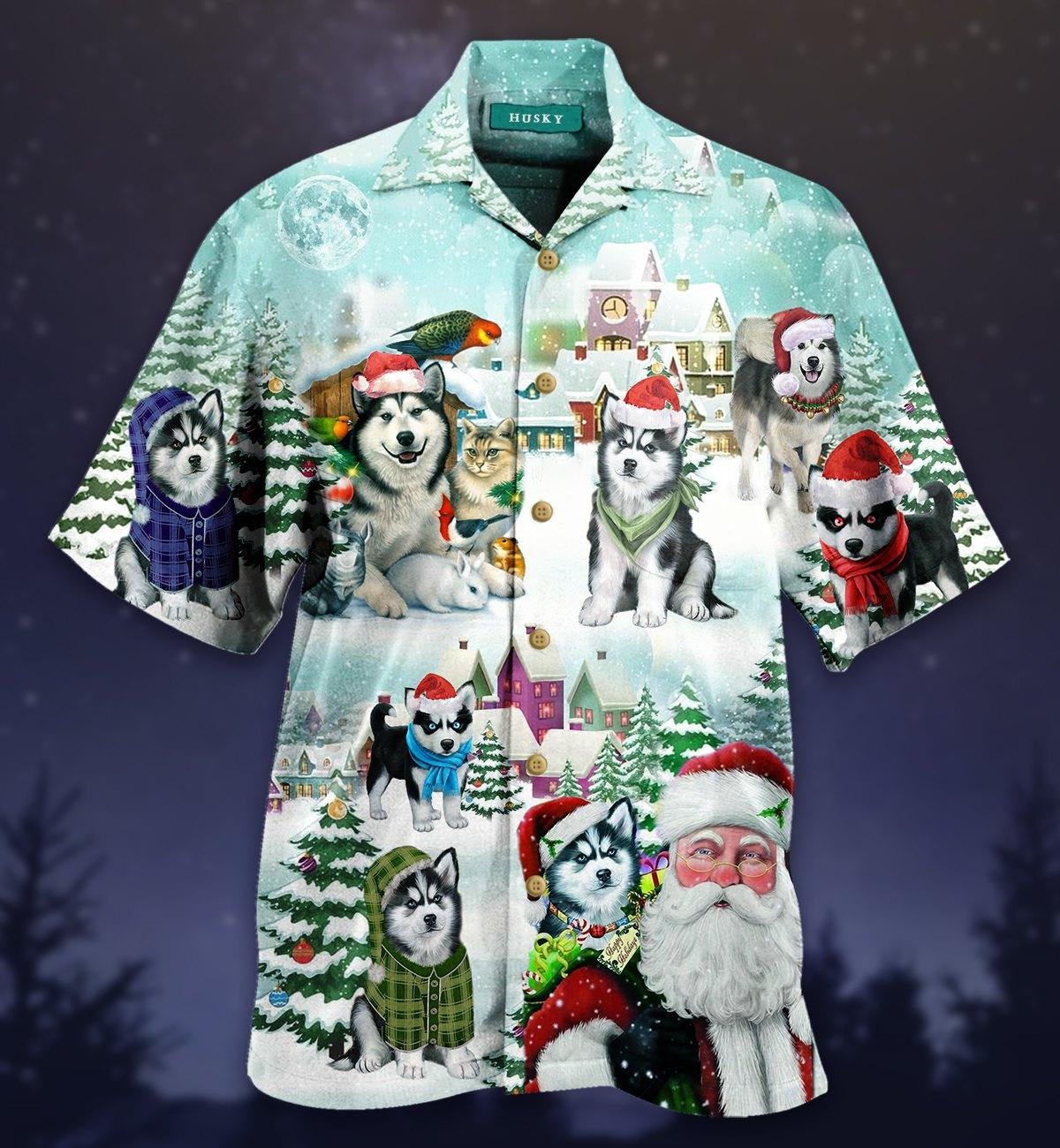 Merry Husky Christmas Hawaiian Shirt