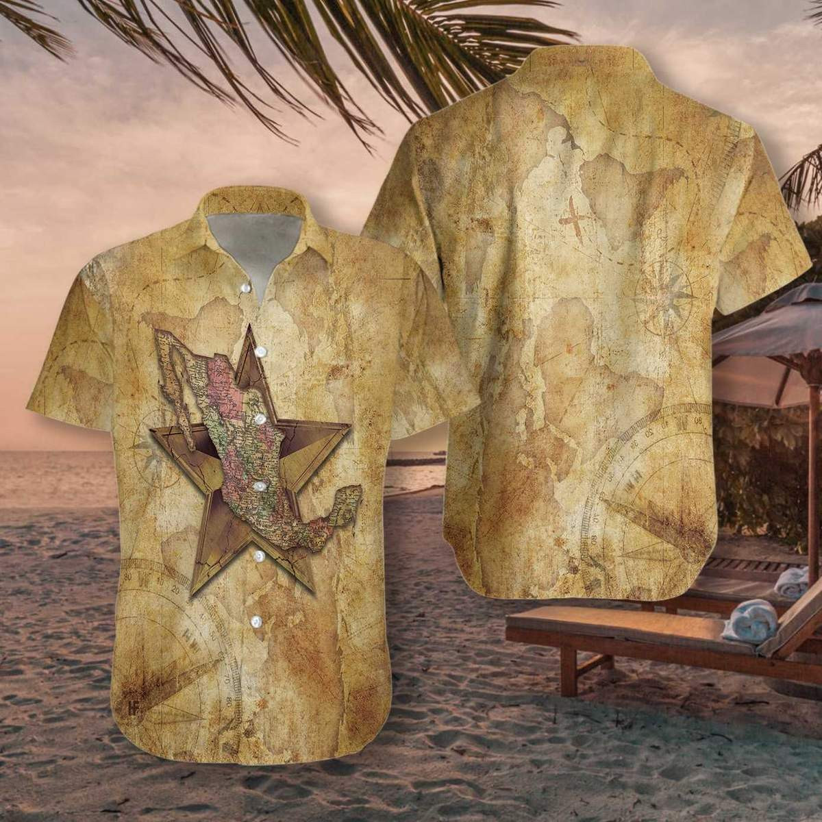 Mexico Map Vintage Hawaiian Shirt
