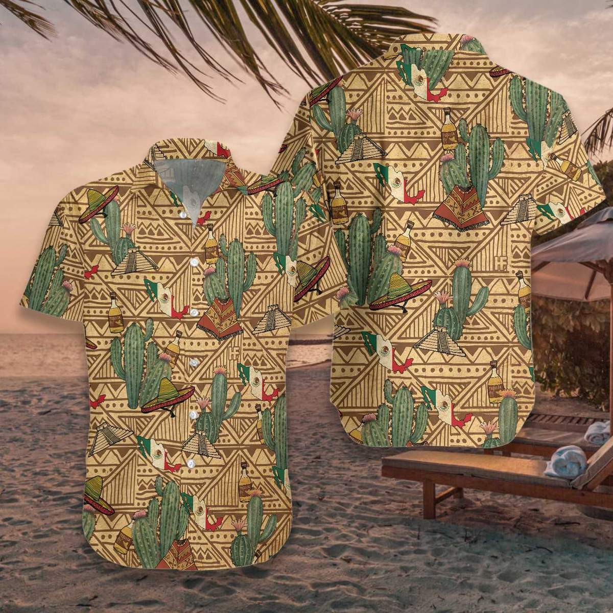 Mexico Symbols Vintage Hawaiian Shirt